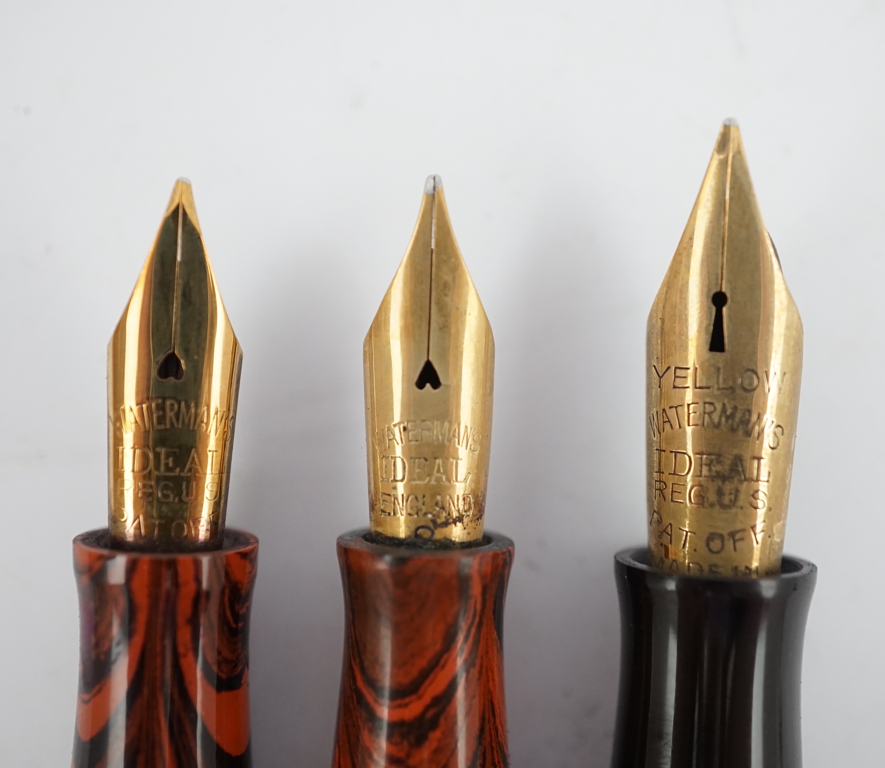 Three Waterman fountain pens to include No's 7, 52 and 52v